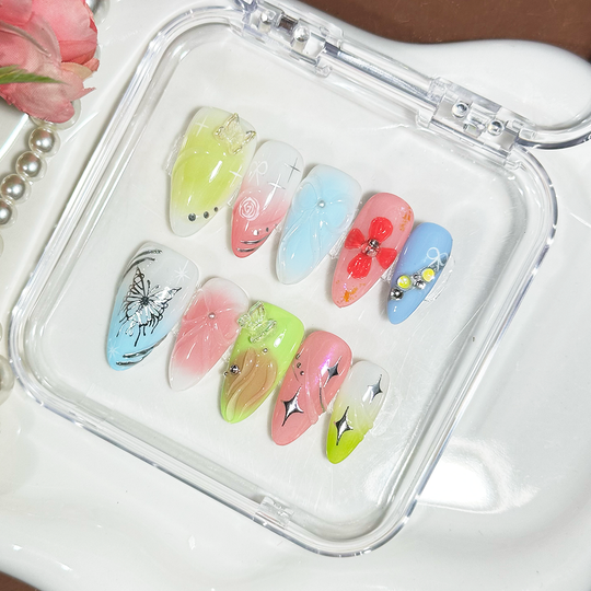 "BOWS & BUTTERFLIES" Almond